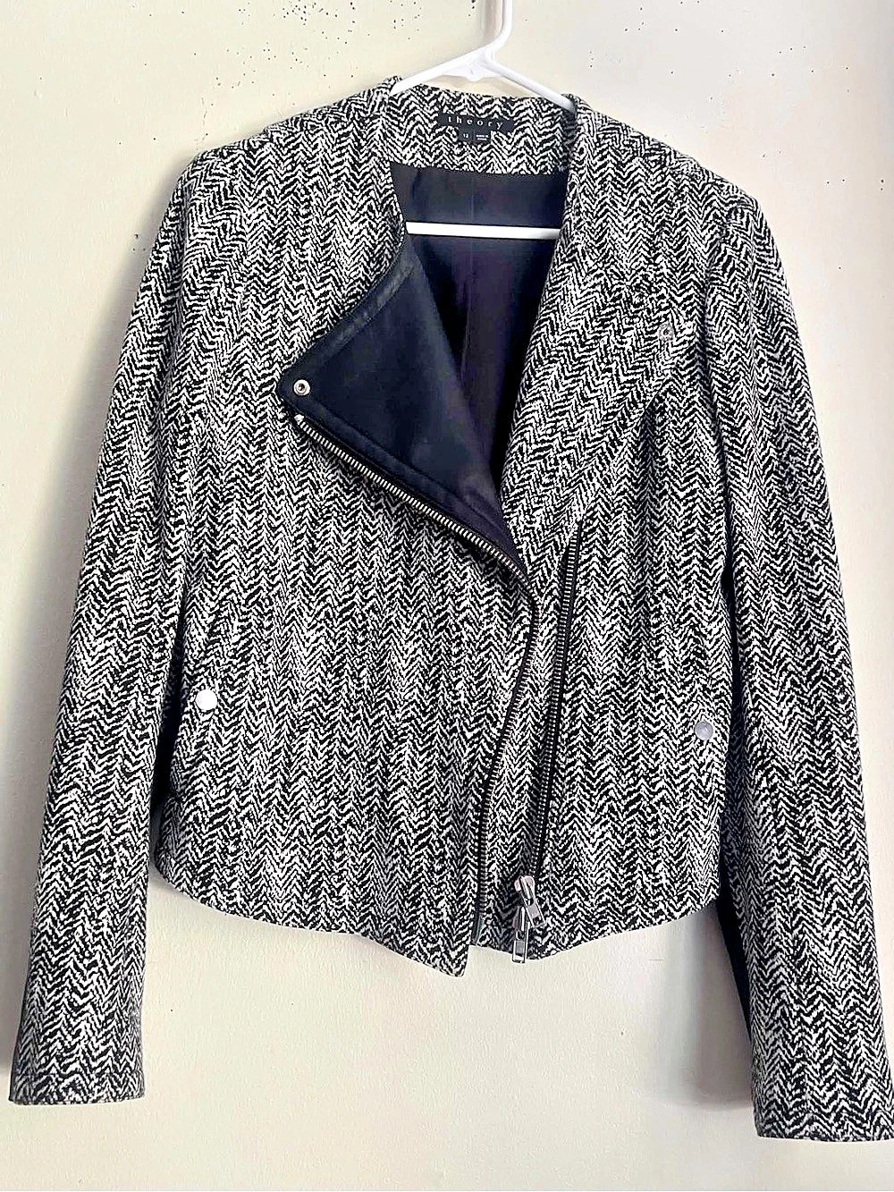 Theory Moto Jacket Black & White Size 12